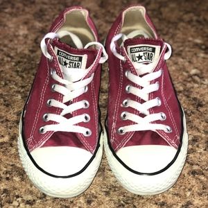 Burgundy/maroon converse shoes